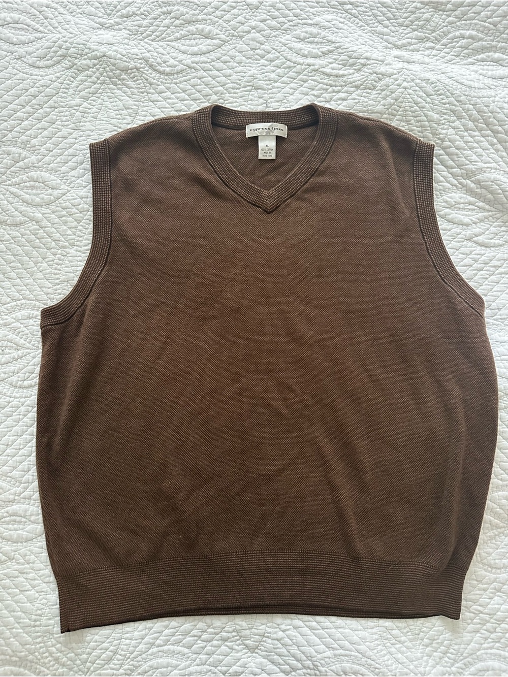 Men's Vintage Brown V-Neck Golf Sweater Vest